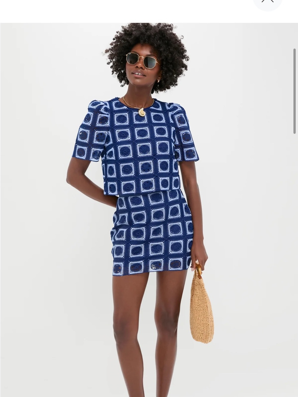 NWT Navy and Sky Blue Crochet Banks Top - Tuckernuck / Hyacinth House